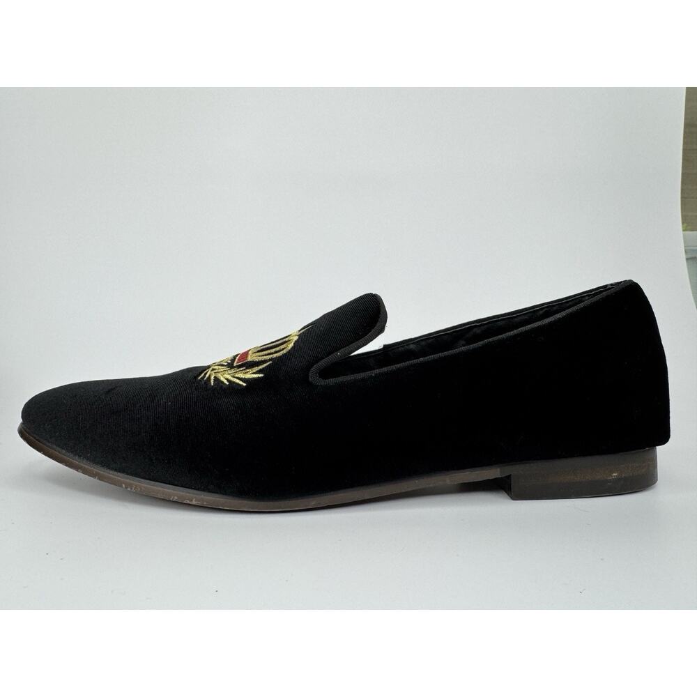 Steve Madden Men’s Leonardo Embroidered Crown Loafers Size 10 Black Velvet Shoes - Picture 5 of 13